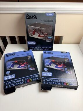 Kicks & Co. Stackable LED Sneaker Storage Boxes Display Case USB Powered